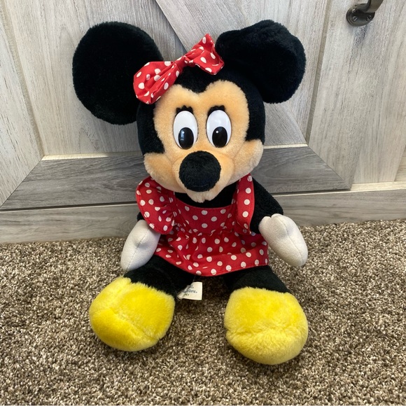 Vintage Disneyland Walt Disney World Minnie Mouse Plush Polka Dot Dress Toy - Picture 6 of 8